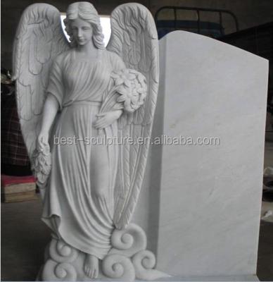 China EUROPEAN Customized Lady Angel Tombstone Marble Sculpture For Sale for sale