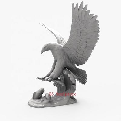 China Handmade Carving Animal White Marble Flying Eagle Statues Contemporary Garden Sculpture For Sale for sale