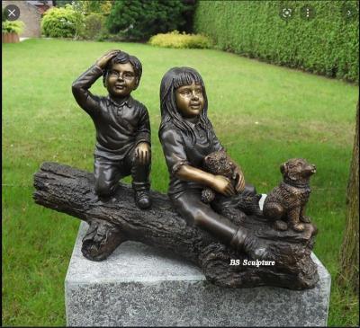 China Europe boy and girl statue outdoor bronze sculpture for sale