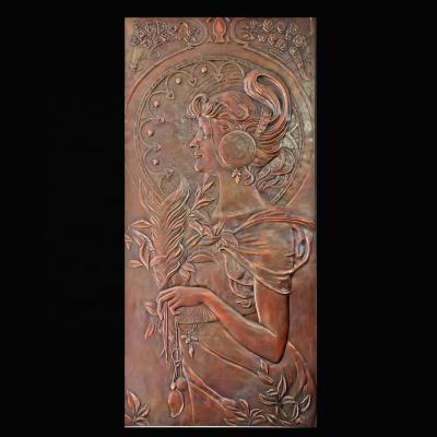 China Custom Indoor Europe Decoration Metal Bronze Lady Lady Wall Relief Sculpture for sale