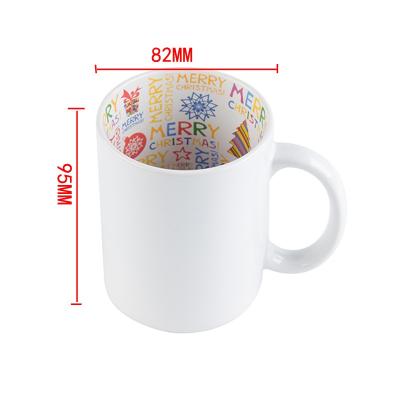 China Stocked 11oz Flower Inner Baked Sublimation Mugs White Cheap 11oz Ceramic Mugs For Christmas Christmas Reindeer Ceramic Mug for sale