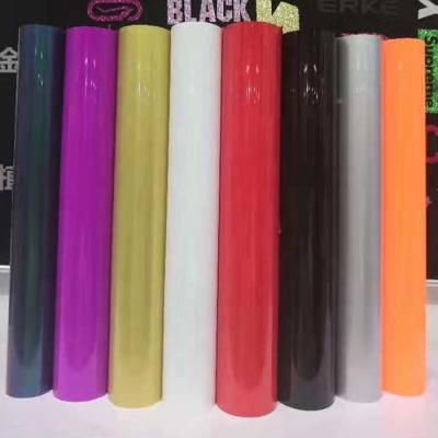 China Apparel PVC/PU Vinyl Heat Transfer Lettering Elastic Film Color Spray Lettering Film Laser Flocking Reflective Lettering Film for sale