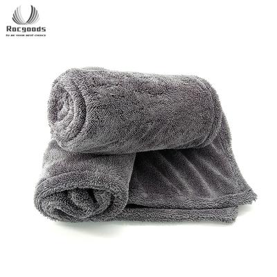 China Car care cleaning Korean quality 1200gsm 40*40 loop microfiber twisted edgeless car wash towel drying detailing towel for sale