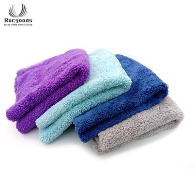 China 80% Polyester 40*40cm Kit 500gsm Microfiber Detailing Cloth Coral Fleece Car Towel Thick Cleaning Edgless Drying Set for sale