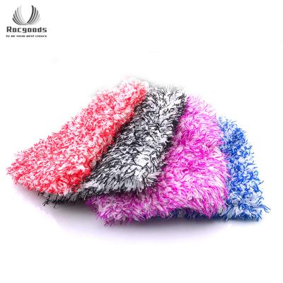 China Microfiber Coral Fleece Customized Microfiber Soft Anti Scratch Car Wash Black Red Blue Cleaning Glove for sale