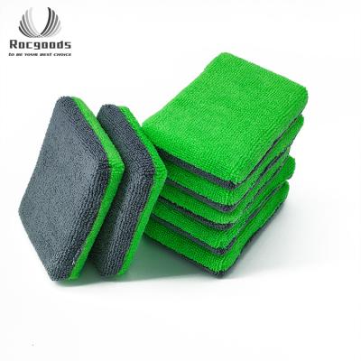 China Soft Anti Scratch Soft Foam And Towel Car Wax Applicator Pad Microfiber Auto Care Polishing Sponge for sale