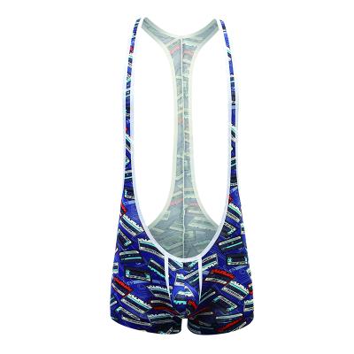 China Fashionable Printed Hot Sexy Tight Men's Spandex/Polyester Fabric Men's One-Piece Bodysuit for sale