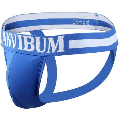 China Custom Men's Breathable Thong Spandex/Cotton Elastic Hot Style Solid Color Cotton Mid Waist Men's Jockstrap for sale