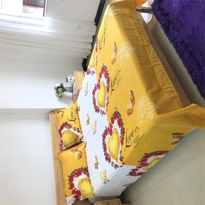 China Anti-Static Bed Sheet Set  Yellow Hearts Bedding Set King Queen Double Single Size 3 Piece Bed Sheets With Pillowcase for sale