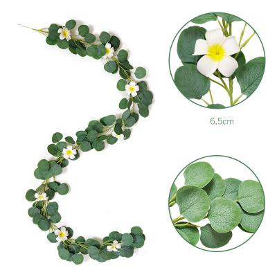 China Life Like YANXIN Plumeriae Eucalyptus Amazon Hot Sale Silk Eucalyptus Leaves Vines Artificial Eucalyptus Garland Hanging Plants Greenery for sale