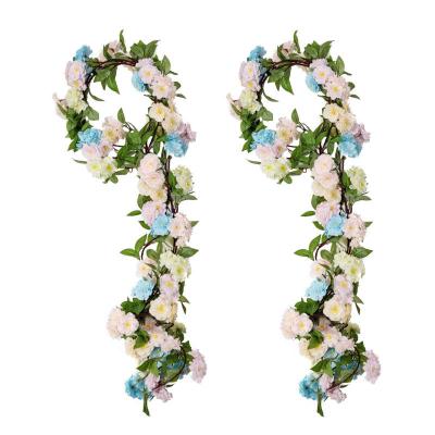 China Life like YANXIN Artificial Rose Cherry Blossom Silk Flower Garland Hanging Vine for Wedding Party Home Decoration for sale