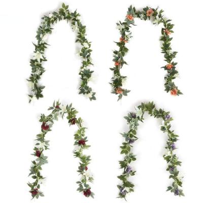 China Life Like Flower Garland Pink Hanging Vine of YANXIN Artificial Baby's Breath Carnation Lily Silk for Wedding Party Home Decoration for sale