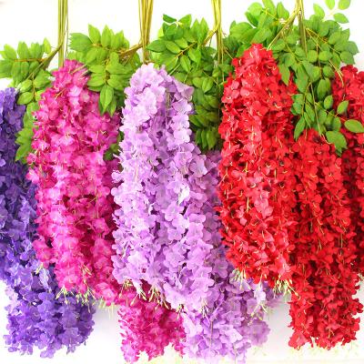 China Fashion 12 Pcs 45inch Wisteria Artificial Flower Silk Vine Garland Hanging For Outdoor Wedding Party Garden Greenery Office Wall Decor for sale