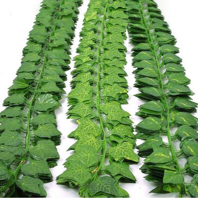 China Life Like 12Pcs/Bag 230cm Artificial Green Silk Ivy Leaf Garland Plants Hanging Vine Leaves DIY For Decoration Outdoor Party Home Decor for sale