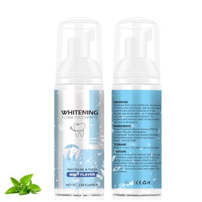 China Wholesale White Teeth Care Foam Toothpaste 50ML Oral Tooth Whitening Whitening Foam Toothpaste for sale