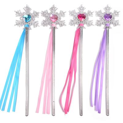 China Childrens Toys Frozen Birthday Party Supplies Girls Princess Peach Heart Snowflake Ribbon Magic Wand For Kids Party Favors for sale