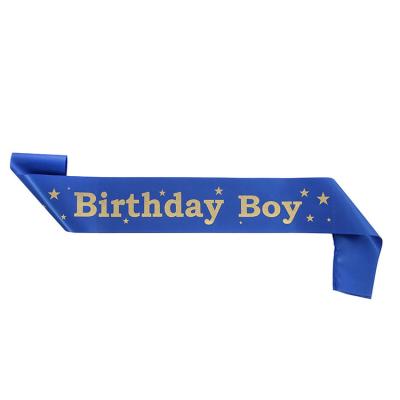 China Birthday Dress up Birthday Boy Sash Blue Star Sky Crown Shoulder Strap Etiquette Belt Birthday Sash Birthday Gift Favors For Kids for sale