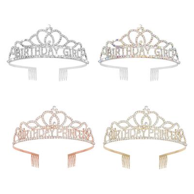 China Party Dress Up Hot Sale Women Crystal Tiara Birthday Girl & Queen Gold Crown Tiara Rhinestone Headband Princess Head Accessories for sale