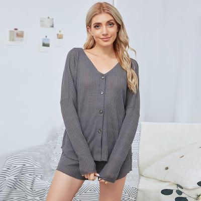 China Breathable Knitted Loungwear Pajamas Shorts Ladies Loungwear for sale