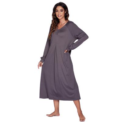 China 2021 New Design Sleepwear Fashion Girl Home Nightgown V-neck Breathable Dress Women Nightgown en venta