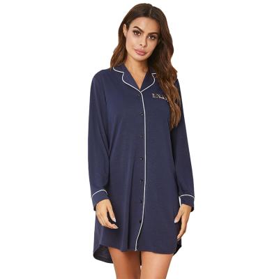 中国 Women Breathable Solid Color Nightgowns Long Sleeve Casual Pajamas Breathable Pajamas 販売のため