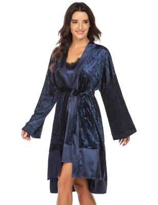 China Sexy Women's Sexy Bridesmaid Women's Long Robe Satin Change Robe Luxury Long Robe Silver Breathable Sleepwear for sale