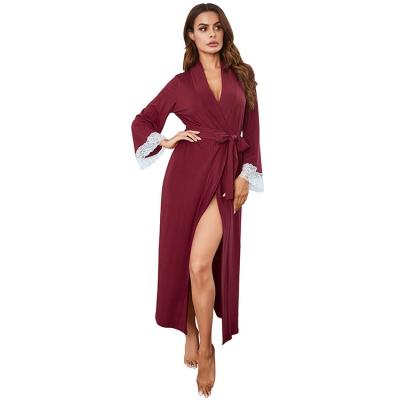 China 2021 Hot Selling Custom Pajamas Dress Breathable V-neck Nightgown Comfortable Plus Large Size Long Robe for sale