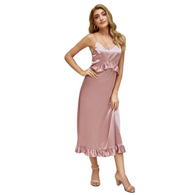 China Lady Nightwear Solid Satin Fashion QUICK DRY Nightgown Soft Nightgown Women's Sleepwear zu verkaufen