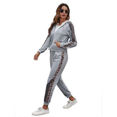 China Splicing Suit Sustainable Women's Gym Tracksuit Print Two Piece Sportswear Hoodies Casual Wear for sale