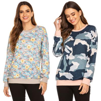 China Anti-wrinkle autumn and winter popular round neck long sleeve sweater printed camouflage fashion casual women's T-shirt en venta