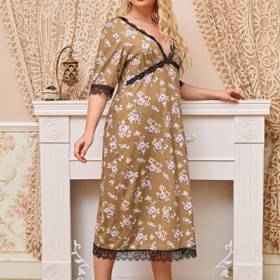 China 2022 Loose Breathable Plus Size Loungewear Pajamas Fat Women's Sleepwear Lounge Wear Nightgown for sale