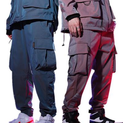 China Wholesale Tactical Oversized Gradients Men's Casual Cargo Reflection Hip Hop Pants Men's Breathable Unisex Pants Joggers for sale