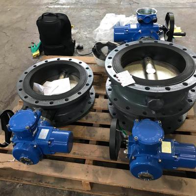 China General DN50 2 Inch Double Flange WCB Hard Seal Flange Butterfly Valve With Electric Motorized Control Valve for sale