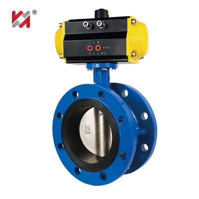 China Double flange hydrophobic pneumatic malleable molded ironn butterfly valve factory direct sales for sale