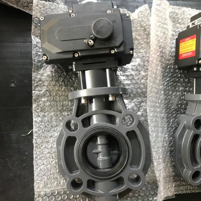 China DN50-DN600 General Plastic Electric Actuator Valves Electronic PVC Motor Motorized Operated Butterfly Valve for sale