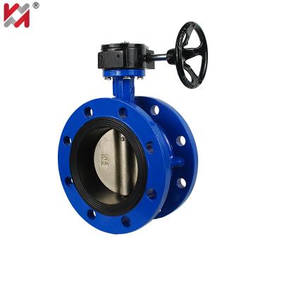 China Home Kitchen Double Flanged Butterfly Valve Ductile Iron One Worm Gear Flange Butterfly Valve for sale