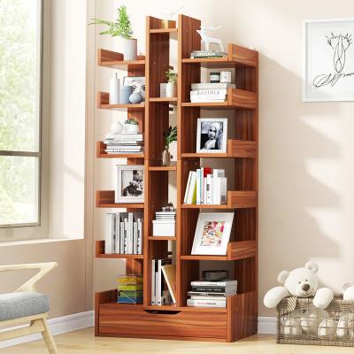 China Angular Wooden Bookcase Bookcase Desk Case Gold Oak Display Tree (Other) Children Deluxe Adjustable Book Shelves for sale