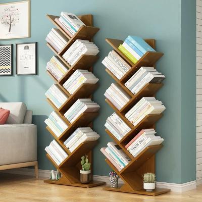 China (Other) 5 Shelf Floor Standing Adjustable Tree Bookcase Customized Storage Rack Shelf Wood In Living Room/Home Seat for sale