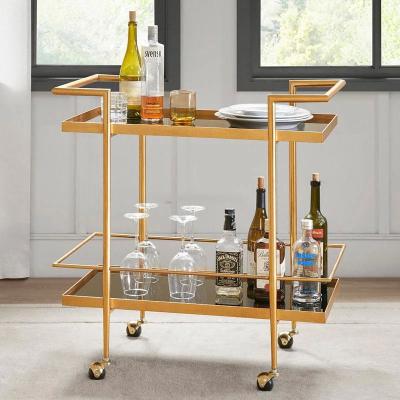 China Easy Assemble Vintage Style Wooden Metal Mobile Rolling Bar Serving Cart Storage Organization Utility Cart for sale