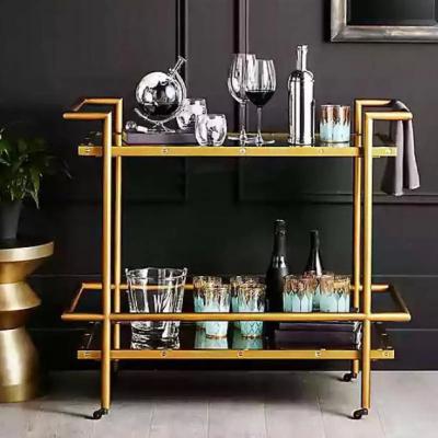 China Easy Assemble Custom Antique Kitchen Cart Wooden Food Wine Rack Kitchen Storage Cart for sale