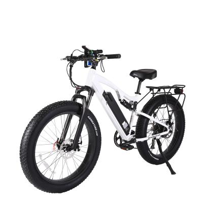 China Aluminum Alloy 26 inch fat tire 48V 750W electric bike full suspension off road tyre mountain ebike china electric bike for sale