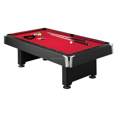 China MDF 7ft Pool Table With Red Cloth And Zinc Chrome Corner for sale