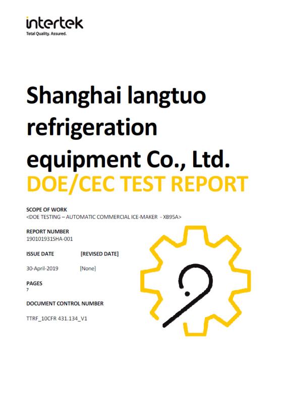 DOE - Shanghai Langtuo Refrigeration Equipment Co.,Ltd.