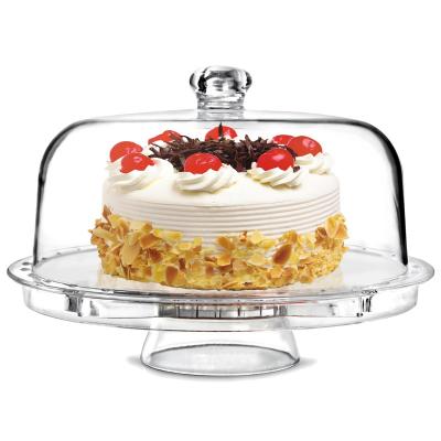 China Amazon Viable Hot Selling Acrylic Multifunctional Cake Stand with Dome Lid Cover Serving Tray and Multifunctional Cake Dish for sale