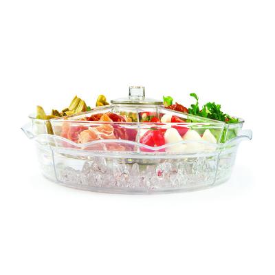 China Sustainable Food Serving Dish Divided Plastic Seafood Tray Vegetable Tray for sale