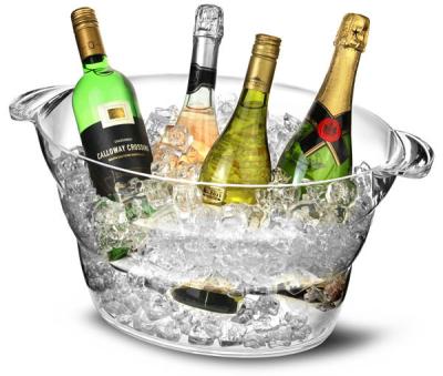 China Viable PS Coolers Wine Party Acrylic Plastic Ice Chilled Drinks Tub Wine Bucket 12L for sale