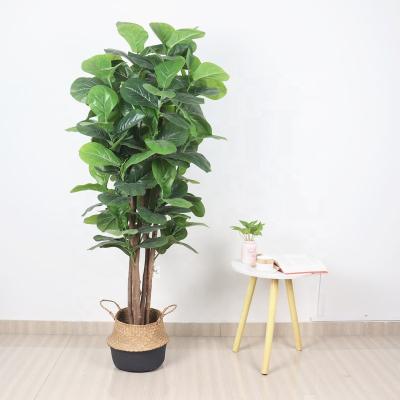 China PE Wholesale Home Trunk Decor Real Touch All Frond Violin Leaf Fig Tree Dark Green Artificial Plants for sale