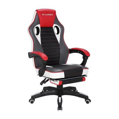 China 2021 Factory Cheap Price (Height) PU Adjustable Leather Frame Wooden Gaming Chair With Footrest for sale