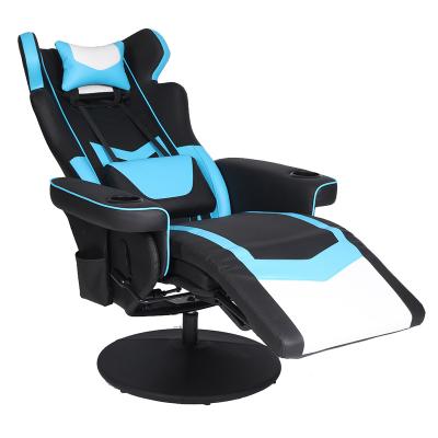 China Hot Sell Adjustable Swivel Massage Gaming Chair Blue Leather Adjustable Recliner (Height) Back Gaming Chair for sale