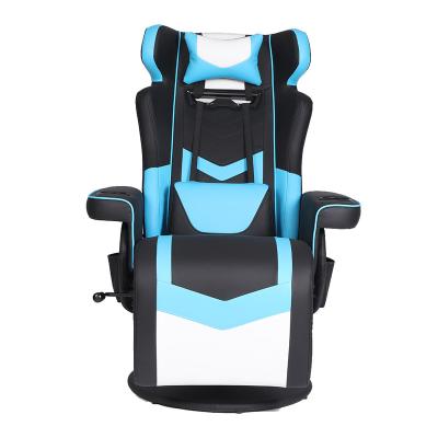 China Hot Sales Blue Leather PU Massage Game Chair (Height) Adjustable Swivel Adjustable Back Lazy Game Sofa Recliner for sale